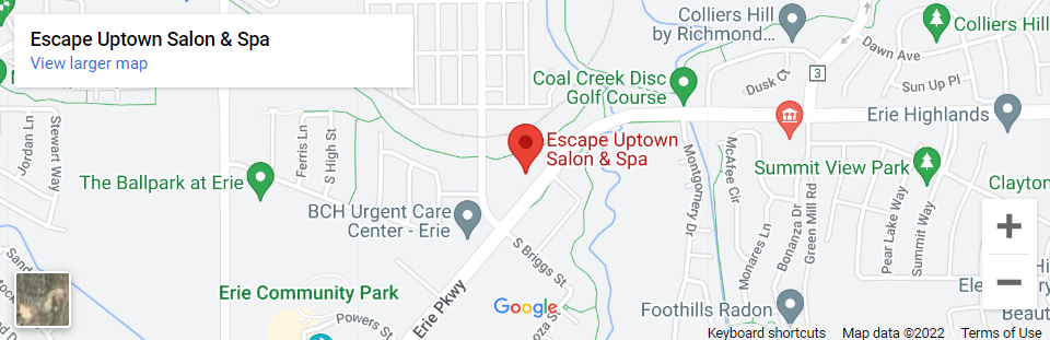 A map of the location of escape uptown salon & spa.
